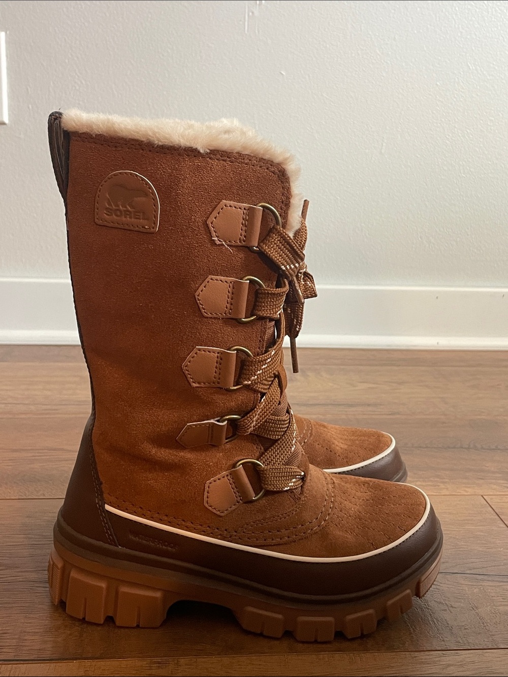 NWOT Sorel Tivoli V Faux Fur Lined Tall Waterproof Boot Tan Tobacco Size 5
